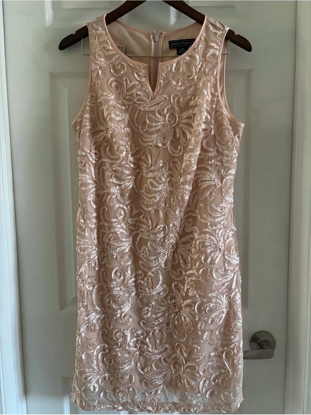 Jessica Howard Blush Embroidered Sleeveless Sheath Dress